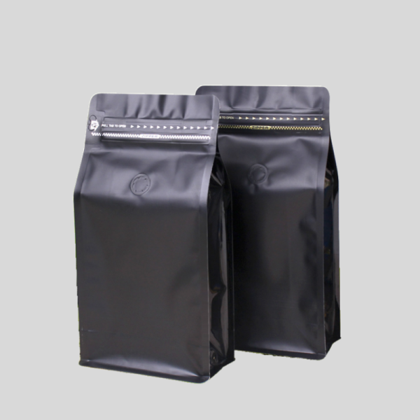 matte black flat bottom coffee bag