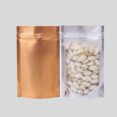 Stand Up Pouch with Zipper, Clear/Gold,1kg (100 pcs)