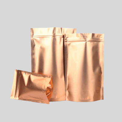 Stand Up Pouch with Zipper, Matte Gold (100 pcs)