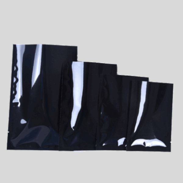 glossy black flat pouch