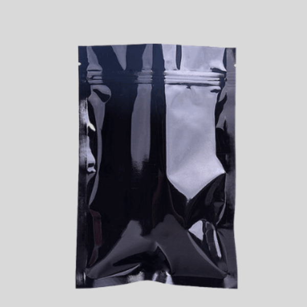 glossy black ziplock bag