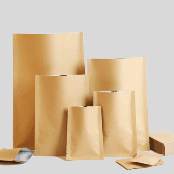 kraft paper 3 side seal pouch