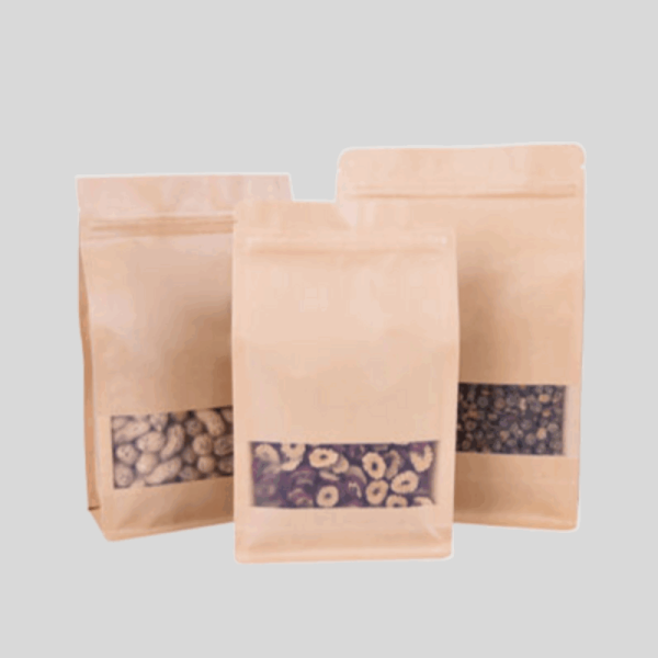 kraft paper flat bottom bag with window