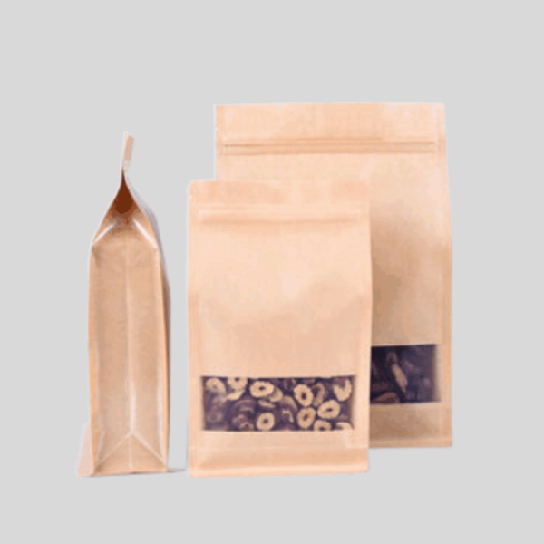 kraft paper flat bottom bag with window