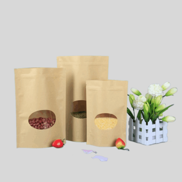 kraft paper stand up bag with window