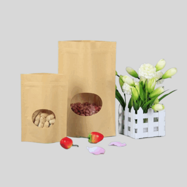 kraft paper stand up bag with window