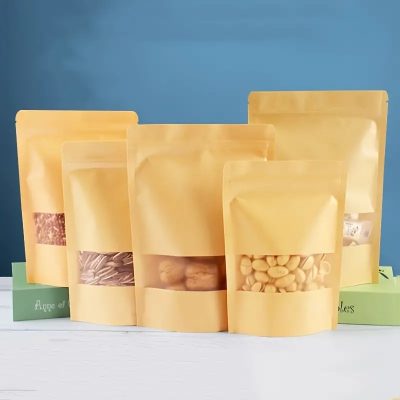 20pcs Keep Your Foods Fresh with Matte Window Kraft Paper Pouch