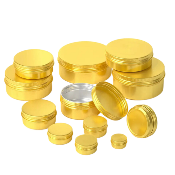 Gold Color Round Aluminum Tin