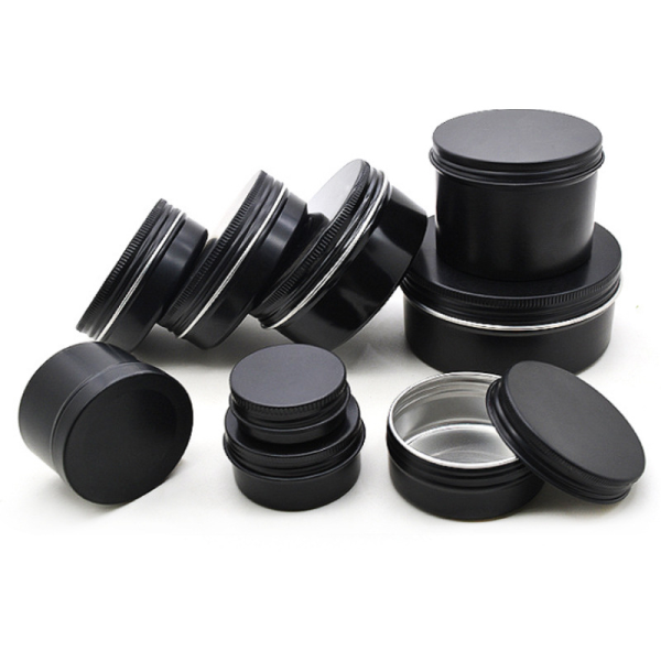 Matte Black Round Aluminum Tin